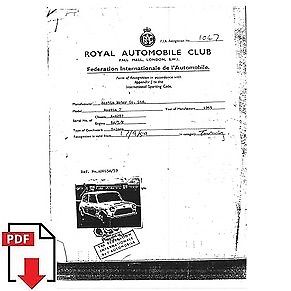 1959 Austin 7 FIA homologation form PDF download (RAC)
